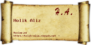 Holik Aliz névjegykártya